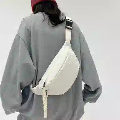 巴朗熊 时尚百搭潮流简约运动风纯色单肩斜挎包 灯芯绒 腰包 男女同款情侣款 多色