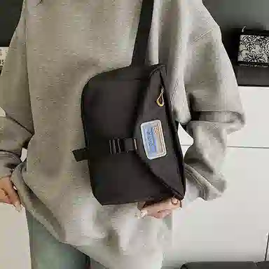 恒源祥 日系工装通勤百搭休闲 尼龙布 轻便小方包手机包户外潮单肩斜挎包 常规 男女同款情侣款 黑色