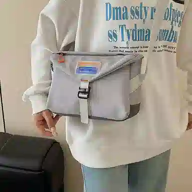 恒源祥 日系工装通勤百搭休闲 尼龙布 轻便小方包手机包户外潮单肩斜挎包 常规 男女同款情侣款 黑色