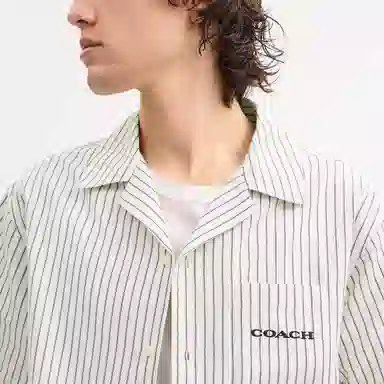 COACH SS25 Striped Camp Shirt