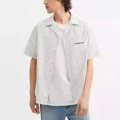 COACH SS25 Striped Camp Shirt