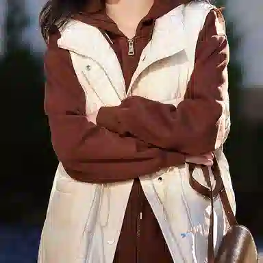 【dme】 纯色宽松拉链长袖外套羽绒服 女款 奶咖色