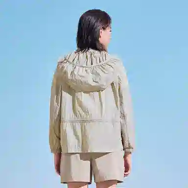 探路者 纯色轻薄透气户外运动连帽防晒服 女款 冷木灰