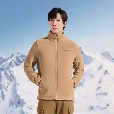 探路者 色块撞色拼接防水连帽三合一冲锋衣 男款 极地白\原木色