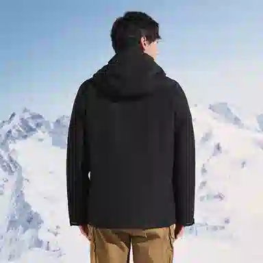 探路者 纯色三合一抓绒防风防水冲锋衣 男款 黑色