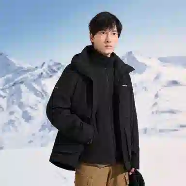 探路者 纯色三合一抓绒防风防水冲锋衣 男款 黑色