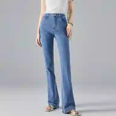 【dme】 纯色高腰牛仔裤 女款 浅蓝色