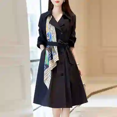 【dme】 印花翻领长袖连衣裙 藏青