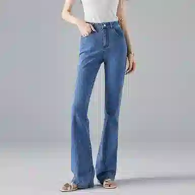 【dme】 纯色高腰牛仔裤 女款 浅蓝色