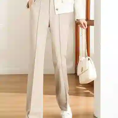 【dme】 纯色高腰喇叭休闲西装裤 女款 米色