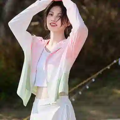 【dme】 拼色薄款宽松拉链休闲长袖夹克外套 女款 浅粉红