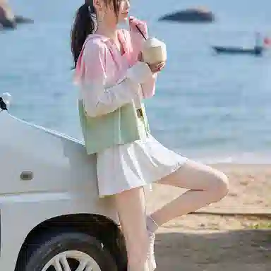 【dme】 拼色薄款宽松拉链休闲长袖夹克外套 女款 浅粉红