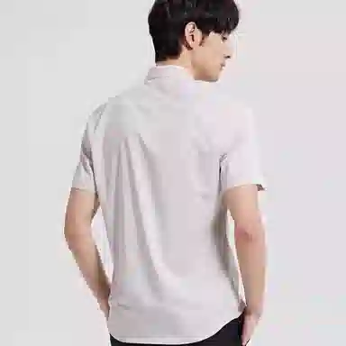 才子 纯色透气修身短袖衬衫 男款