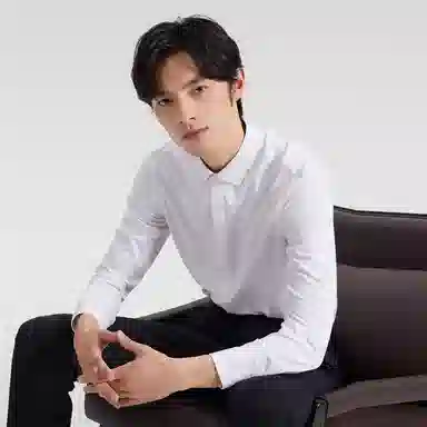 才子 纯色暗门襟休闲长袖衬衫 男款