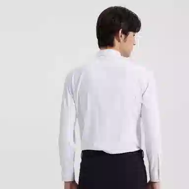 才子 纯色暗门襟休闲长袖衬衫 男款