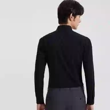 才子 纯色暗门襟休闲长袖衬衫 男款