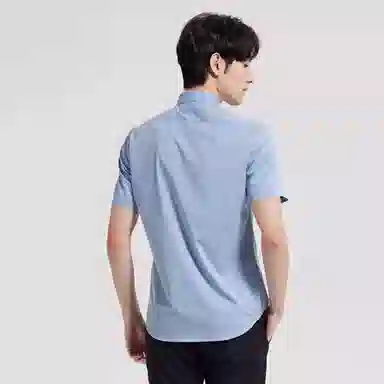 才子 纯色透气修身短袖衬衫 男款