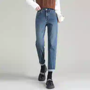 【dme】 高腰哈伦纯色牛仔裤 女款 牛仔蓝