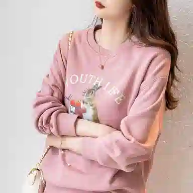 【dme】 减龄多巴胺  圆领宽松显瘦加绒字母印花卫衣 女款