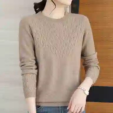 恒源祥 圆领纯色套头长袖羊绒衫 女款