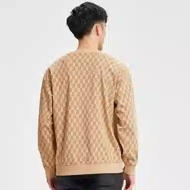 才子 满印圆领套头宽松休闲卫衣 男款