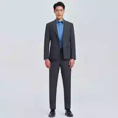 才子 纯色一粒扣修身休闲长袖西装 男款 灰色