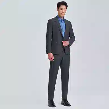 才子 纯色一粒扣修身休闲长袖西装 男款 灰色
