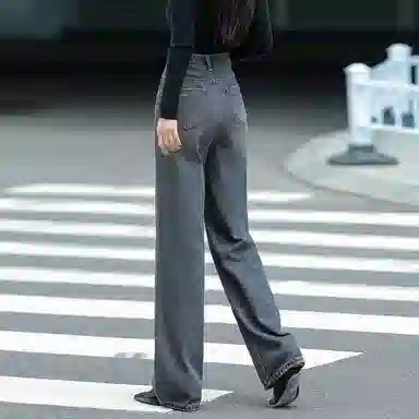 【dme】 纯色中腰直筒简约休闲牛仔裤 女款 中牛仔蓝