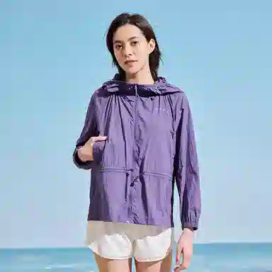 探路者 纯色连帽长袖防晒服 女款 靛青紫