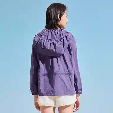 探路者 纯色连帽长袖防晒服 女款 靛青紫