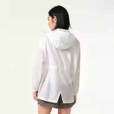 探路者 纯色休闲连帽设计长袖防晒服 女款 白色