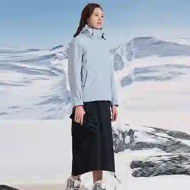 探路者 连帽纯色三合一防水加厚外套冲锋衣 女款 晴山蓝