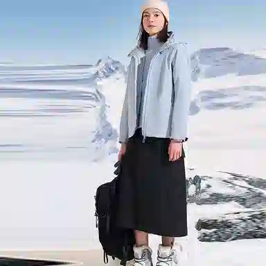 探路者 连帽纯色三合一防水加厚外套冲锋衣 女款 晴山蓝