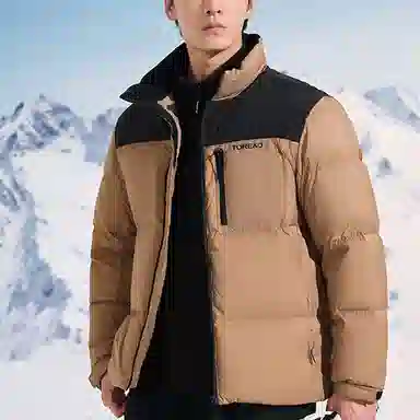 探路者 休闲保暖防风羽绒服 男款 地源棕黑色