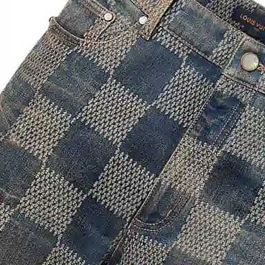 Louis Vuitton FW24 Washed Logo Flared Jeans Blue