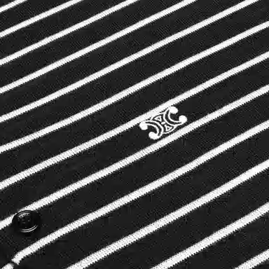 CELINE Striped Triomphe Polo In Fine Wool Polo