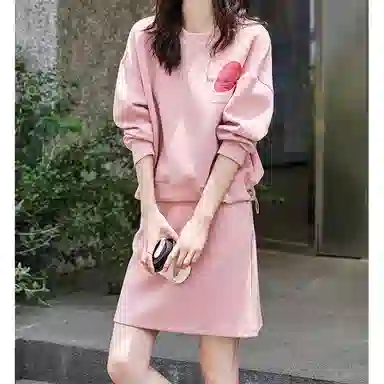 【dme】 宽松休闲卫衣纯色半身下装裙装套装 女款