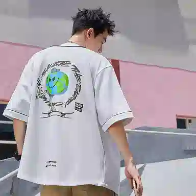 LiNing x OG_SLICK Earth Cartoon Print Baseball Jacket White