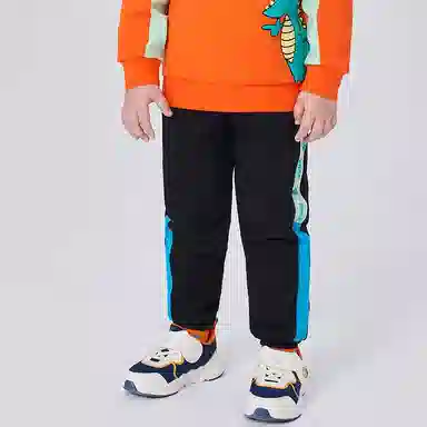 尔克儿童 童装 织带印花松紧腰运动休闲裤 男童