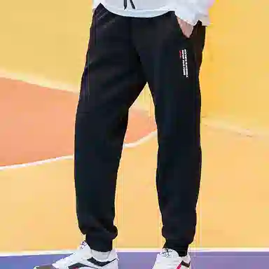 李宁 运动时尚系列 收口休闲运动长裤 男款 黑色