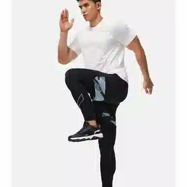 李宁 健身系列 局部满印图案系带速干运动短裤 男款 黑色