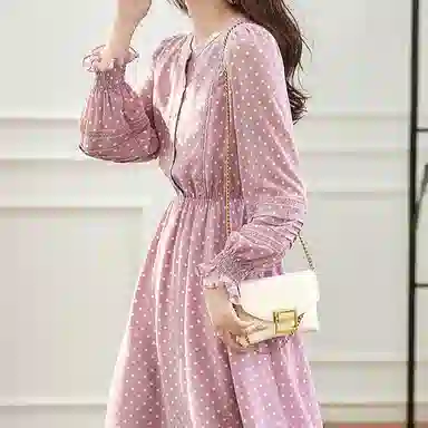 【dme】 宽松休闲立领长袖连衣裙