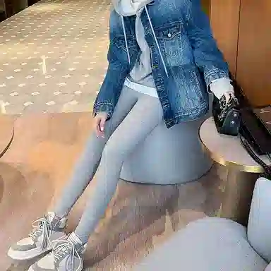 美洋 纯色高腰打底裤 女款 灰色