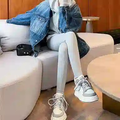 美洋 纯色高腰打底裤 女款 灰色