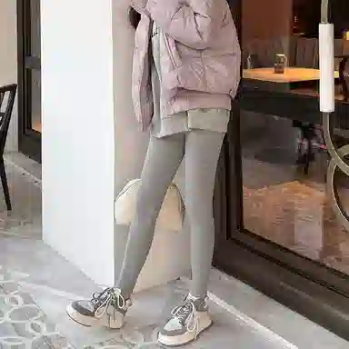 美洋 纯色高腰打底裤 女款 灰色