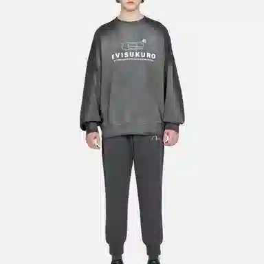 EVISU Logo Print Crewneck Sweatshirt Black