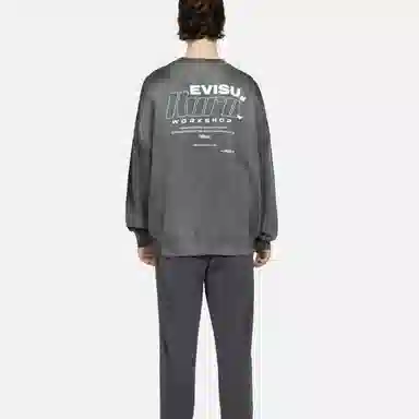 EVISU Logo Print Crewneck Sweatshirt Black