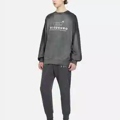 EVISU Logo Print Crewneck Sweatshirt Black