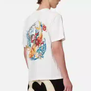 EVISU Logo Cartoon Print Crewneck T-Shirt