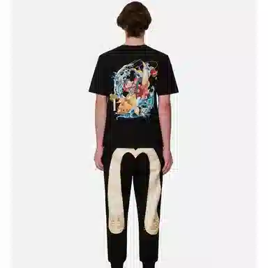 EVISU Logo Cartoon Print Crewneck T-Shirt